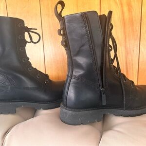 Harley-Davidson Black Combat Boots with Side Zipper